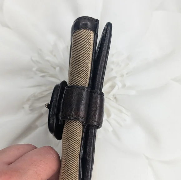 Burberry Brown/Beige Nova Check Canvas and Leather Buckle Compact Wallet - Picture 4 of 14